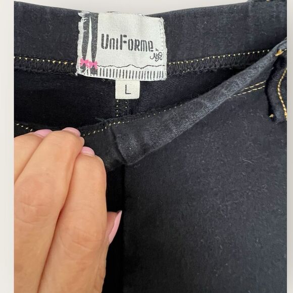 Black jean leggings  size Large elastic waist - Picture 5 of 7